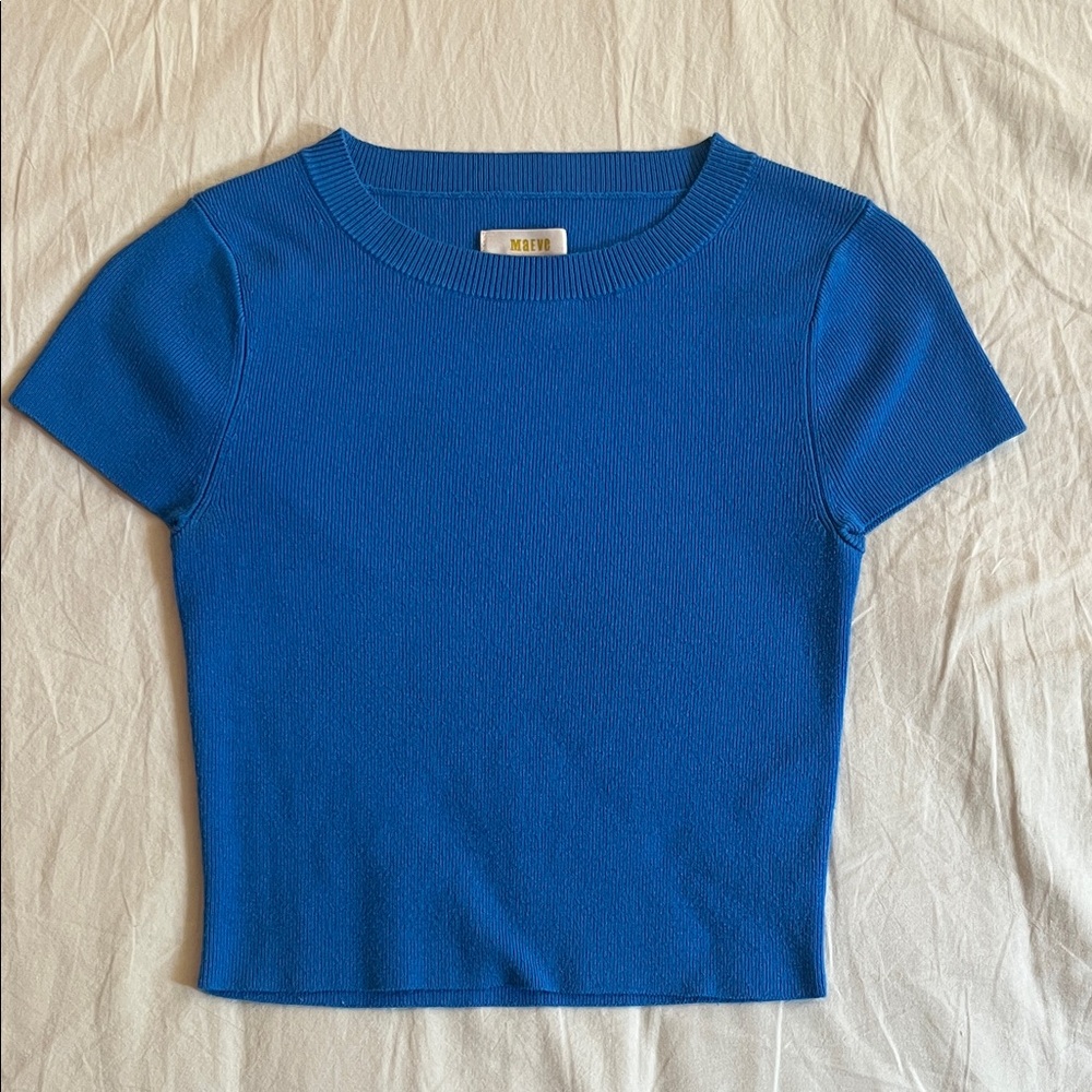 Maeve by Anthropologie Women's Royal Blue Short Sleeve knit Tee